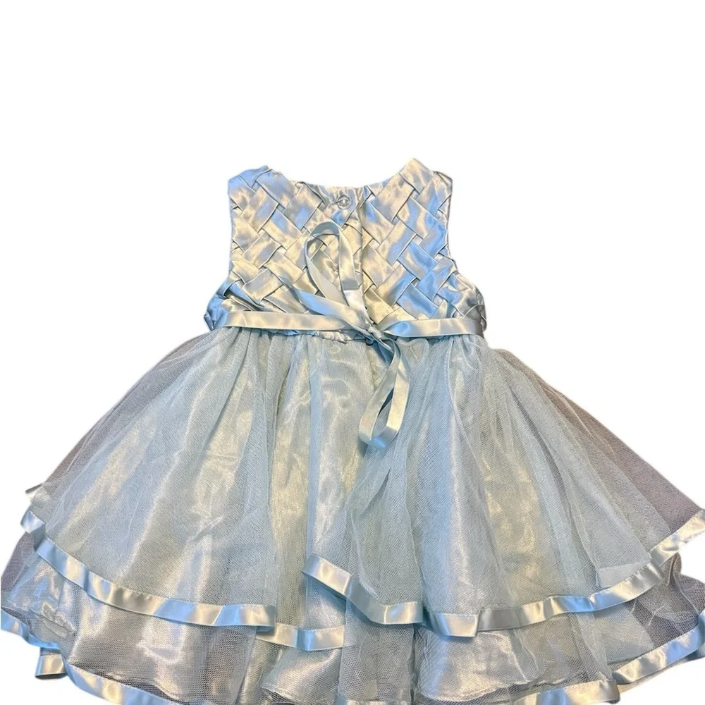 Rare Editions Aqua Formal Kids Dress with Bow